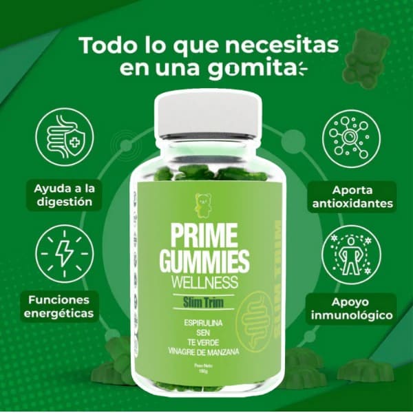 Prime Gummies  Las gomitas que cotienen Vinagre de Mazana, Sen y Esprirulina