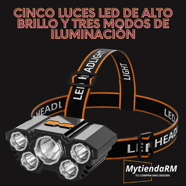 Linterna led de cabeza  con Sensor súper brillante, ideal para  ir de pesca  o trabajos nocturos es recargable de alta potencia y ademas impermeable.